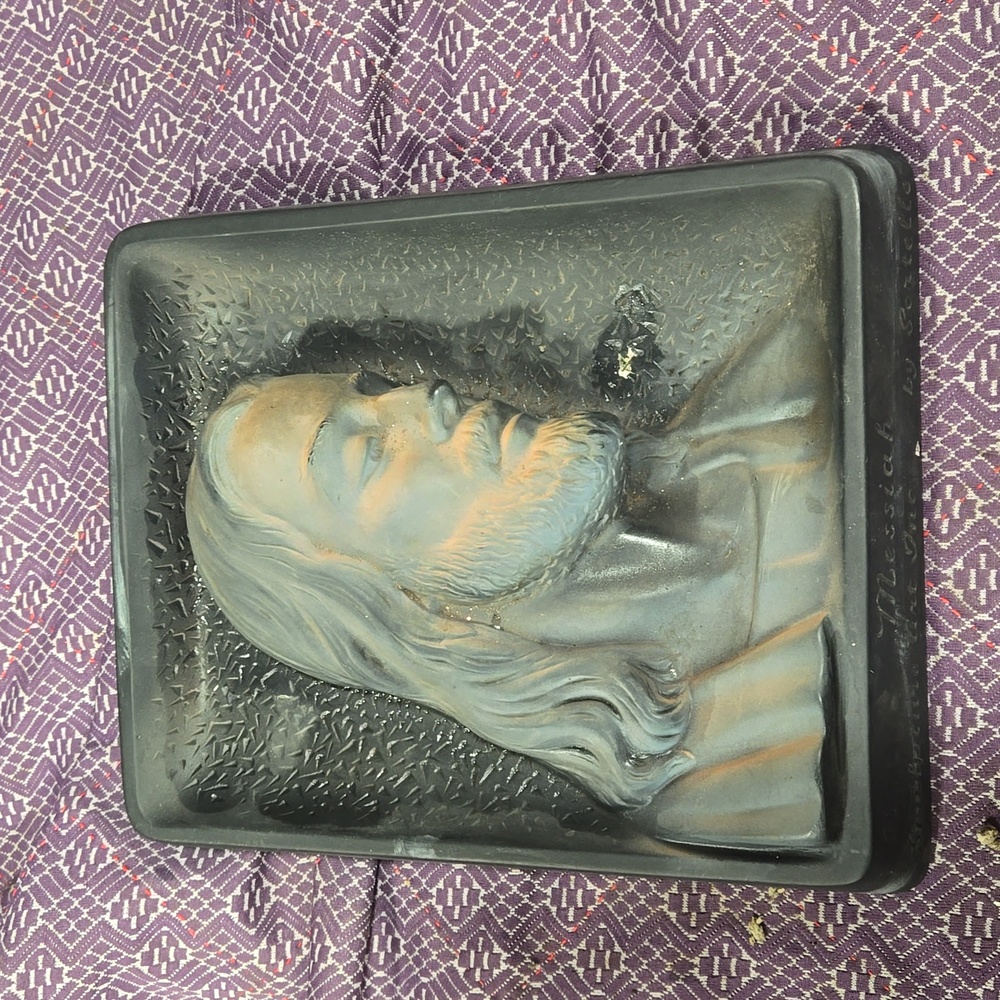 Vtg MCM 3D Jesus chalkware wall plaque Sortelle Sculpture Art Inc